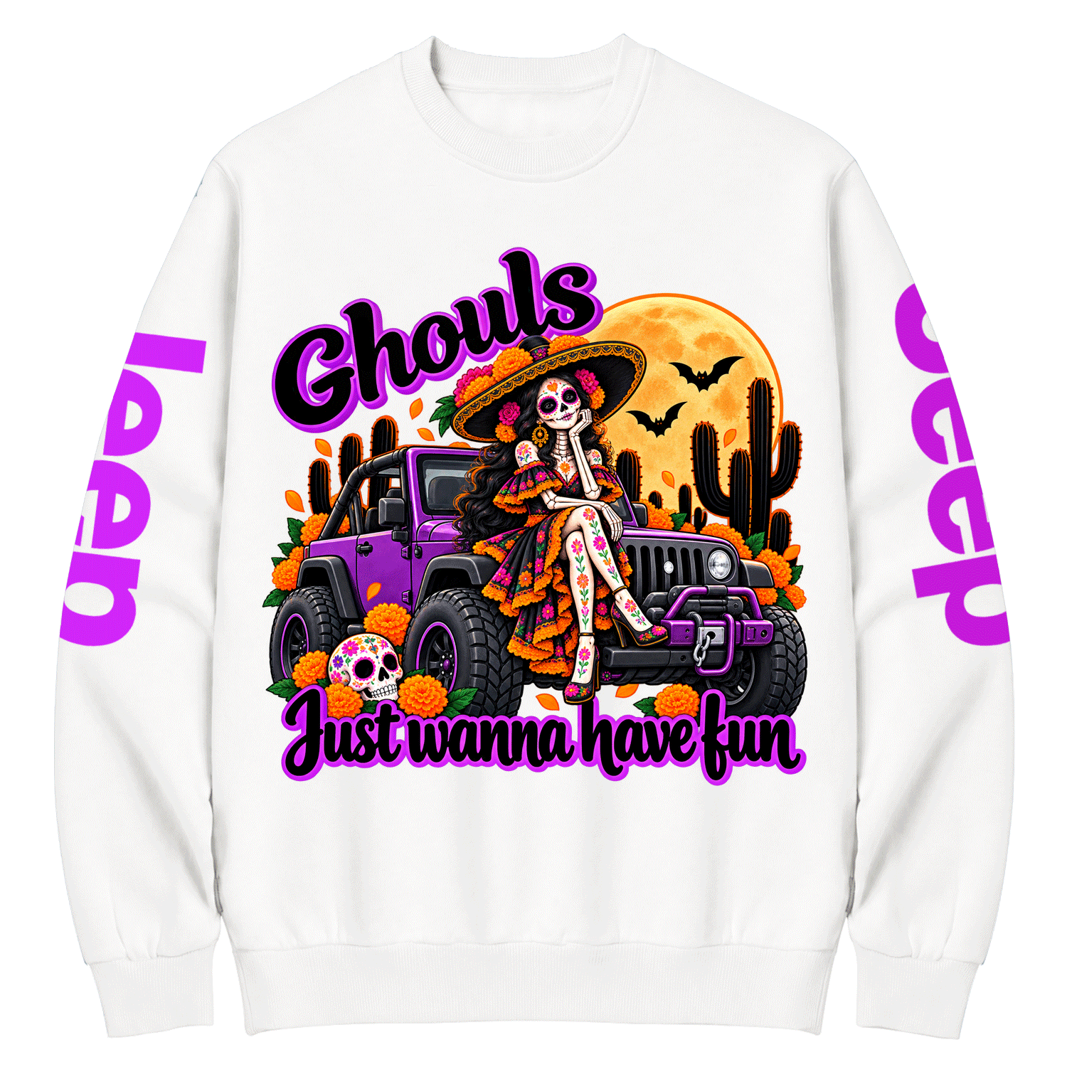 Ghouls Just Wanna Have Fun Jp Dia de los Muertos Cotton Sweatshirt