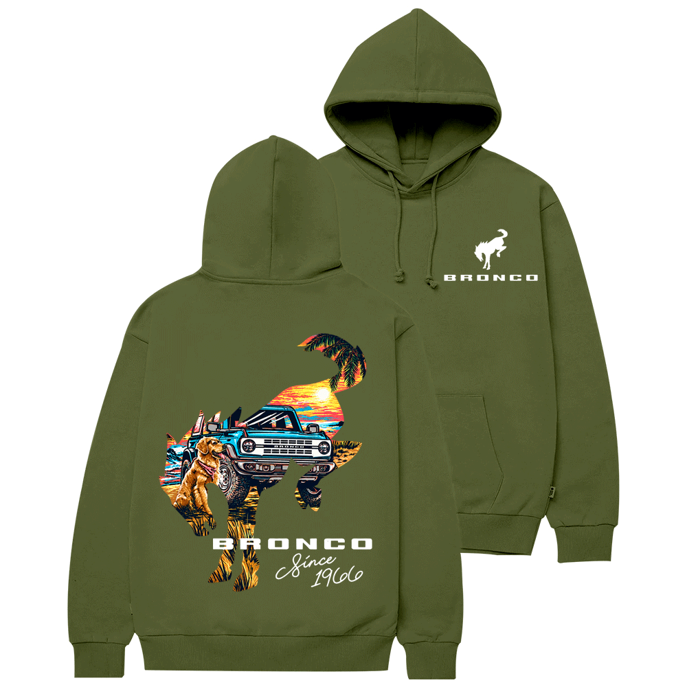 Bronco Sunset Adventure Horse Dog F0rd Cotton Hoodie