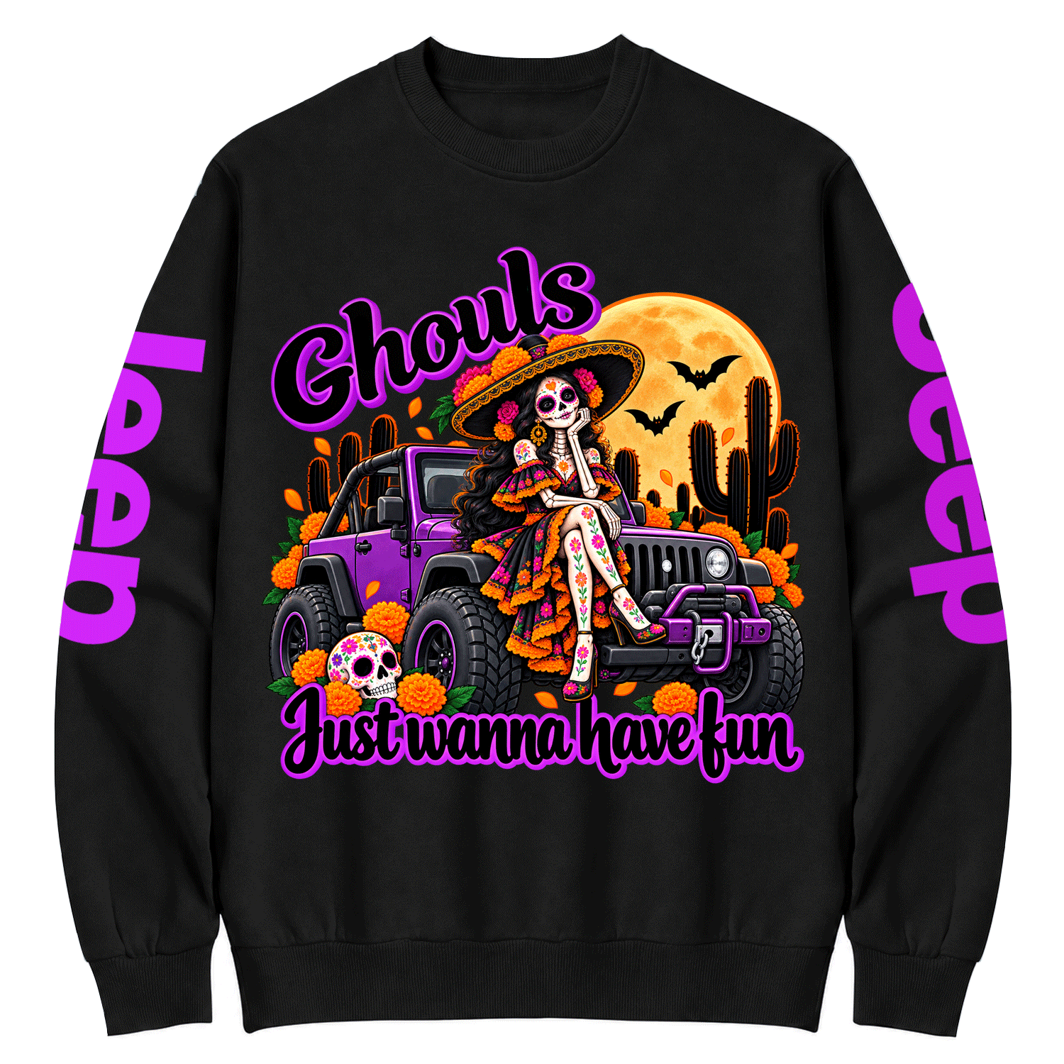Ghouls Just Wanna Have Fun Jp Dia de los Muertos Cotton Sweatshirt