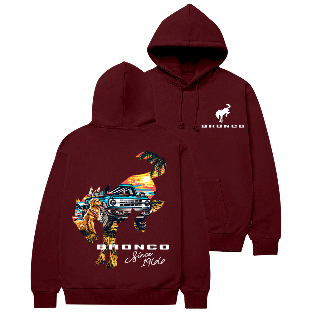 Bronco Sunset Adventure Horse Dog F0rd Cotton Hoodie