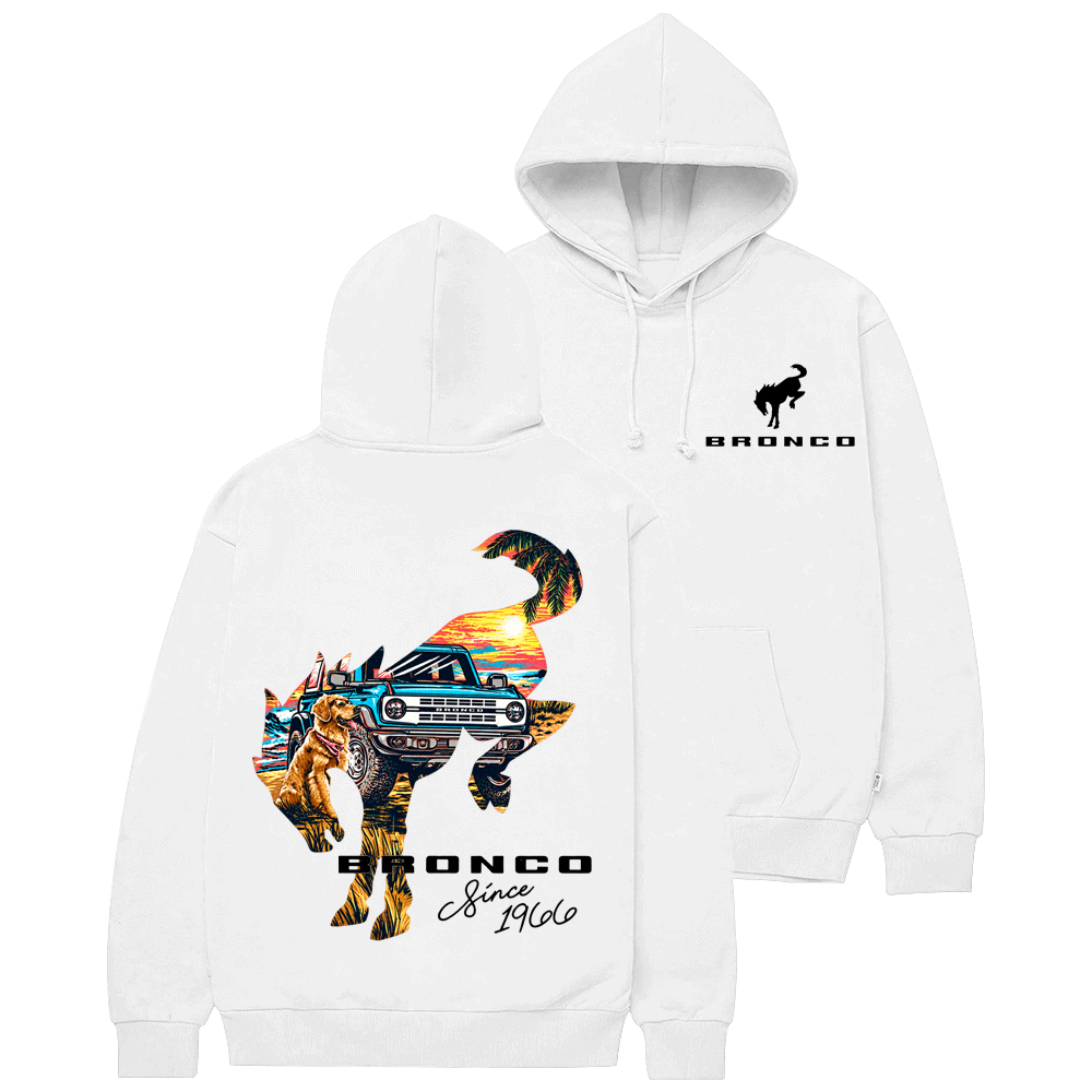 Bronco Sunset Adventure Horse Dog F0rd Cotton Hoodie