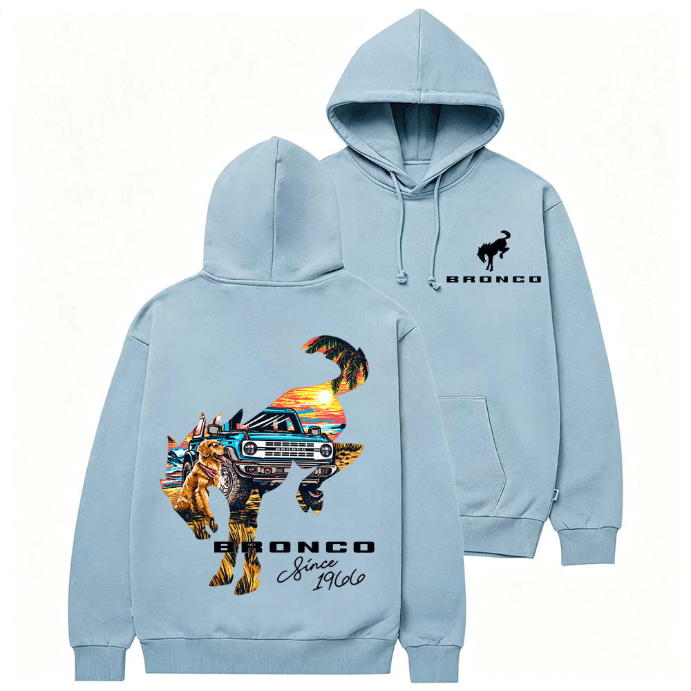 Bronco Sunset Adventure Horse Dog F0rd Cotton Hoodie