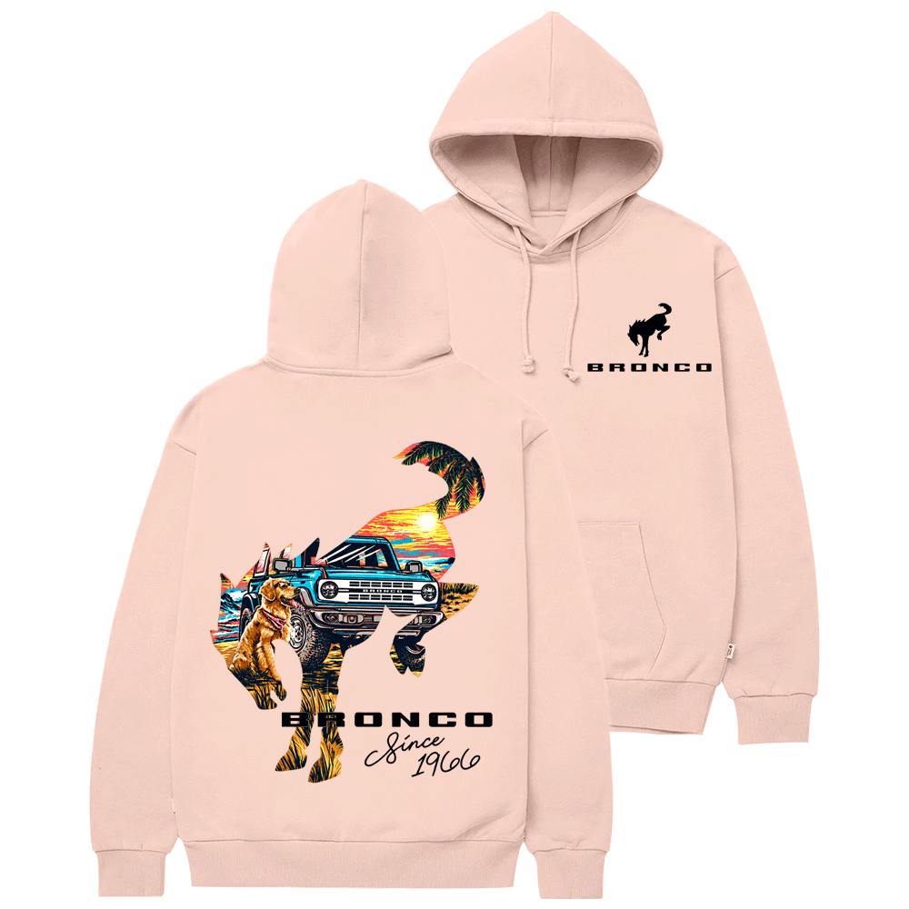 Bronco Sunset Adventure Horse Dog F0rd Cotton Hoodie
