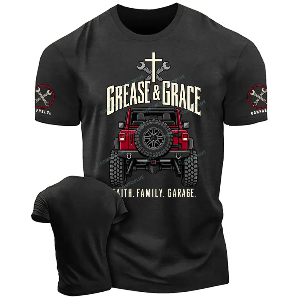 Grease & Grace Faith Family Garage Cotton T-shirt