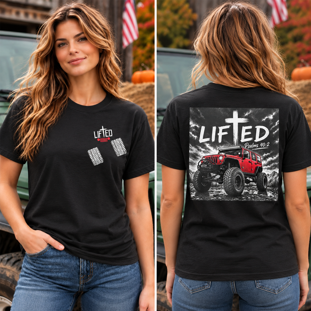 "LIFTED" Cross Offroad Bible Verse Unisex T-shirt 