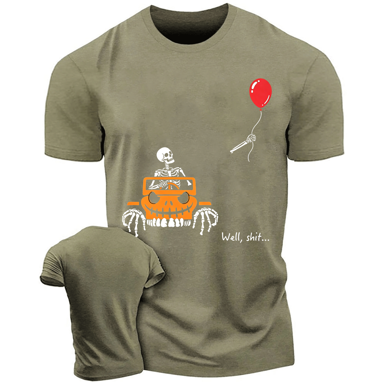 Well, Shit… | Funny Skeleton Off-Road Halloween Cotton T-shirt