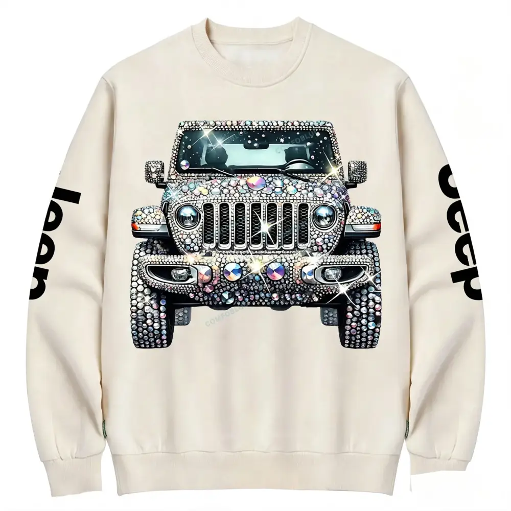 Bling Sparkle Rhinestone Car Glam Girl Sweatshirt