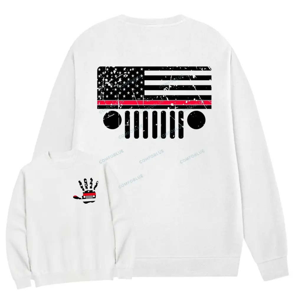 Jp Firefighter Red Line Flag Hand Palm Cotton Sweatshirt