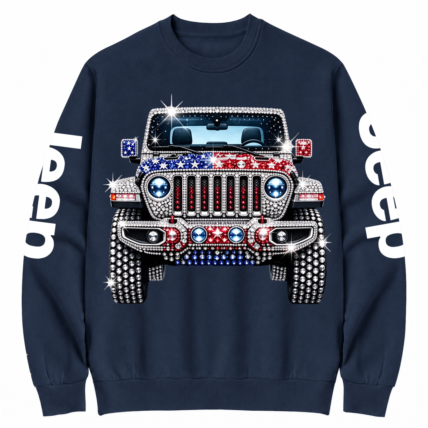 Patriotic Rhinestone Off-Road Star Graphic Cotton Sweatshirt