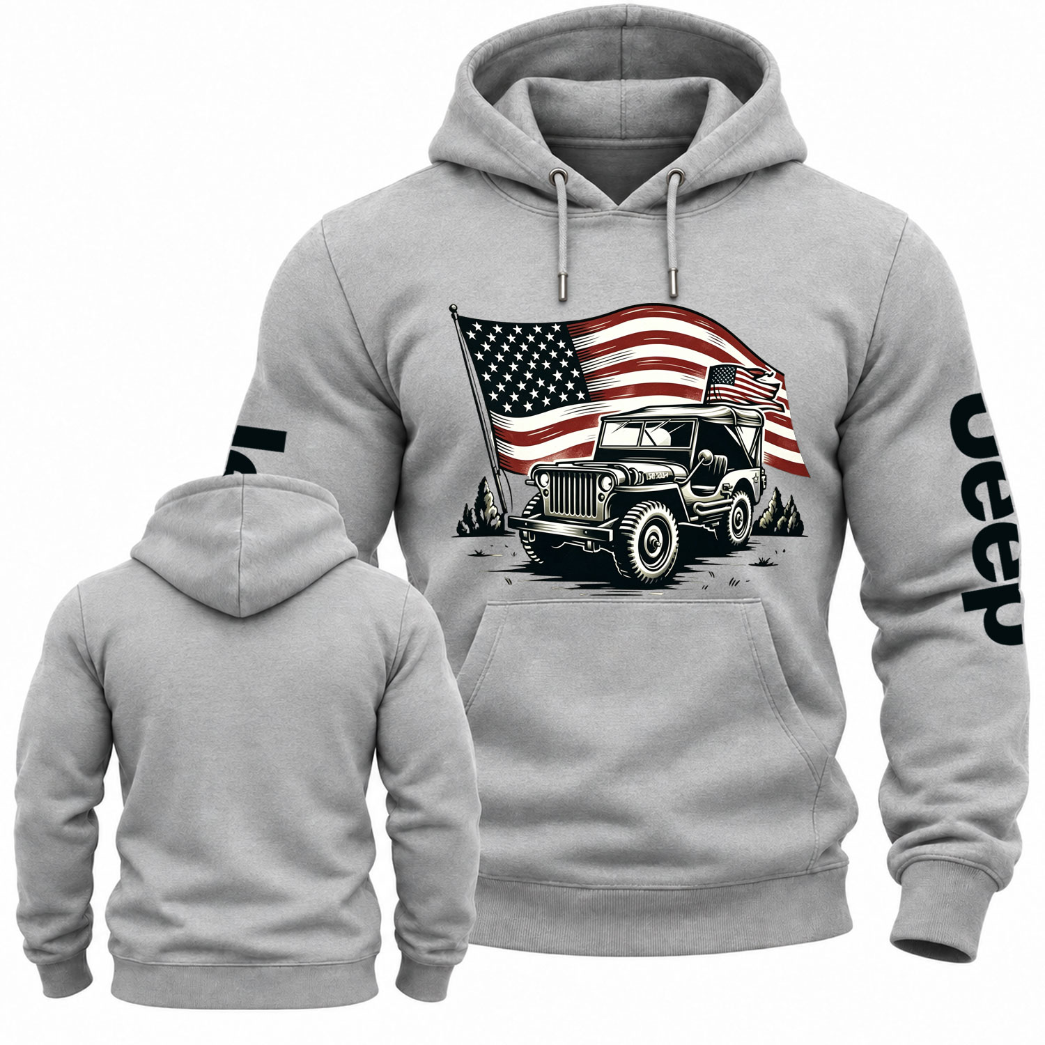 American Flag and Jp Fluttering Cotton Hoodie
