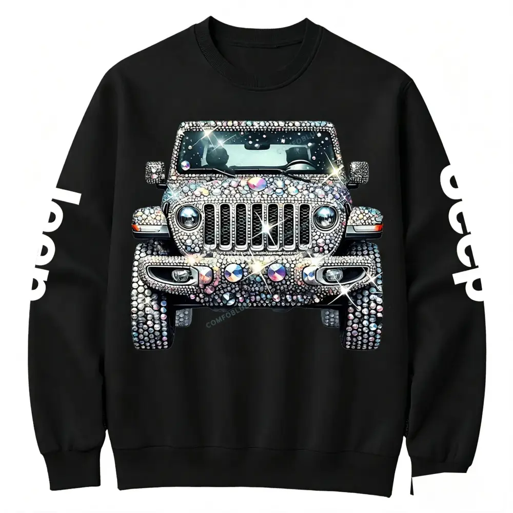 Bling Sparkle Rhinestone Car Glam Girl Sweatshirt