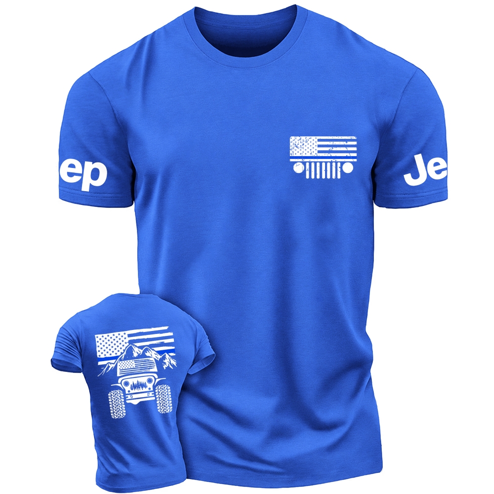 Jp American Flag Mountains Police Blue Line T-Shirt