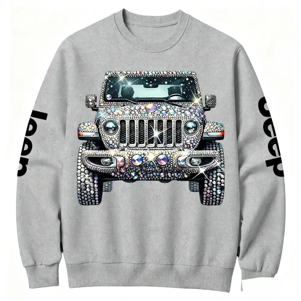 Bling Sparkle Rhinestone Car Glam Girl Sweatshirt