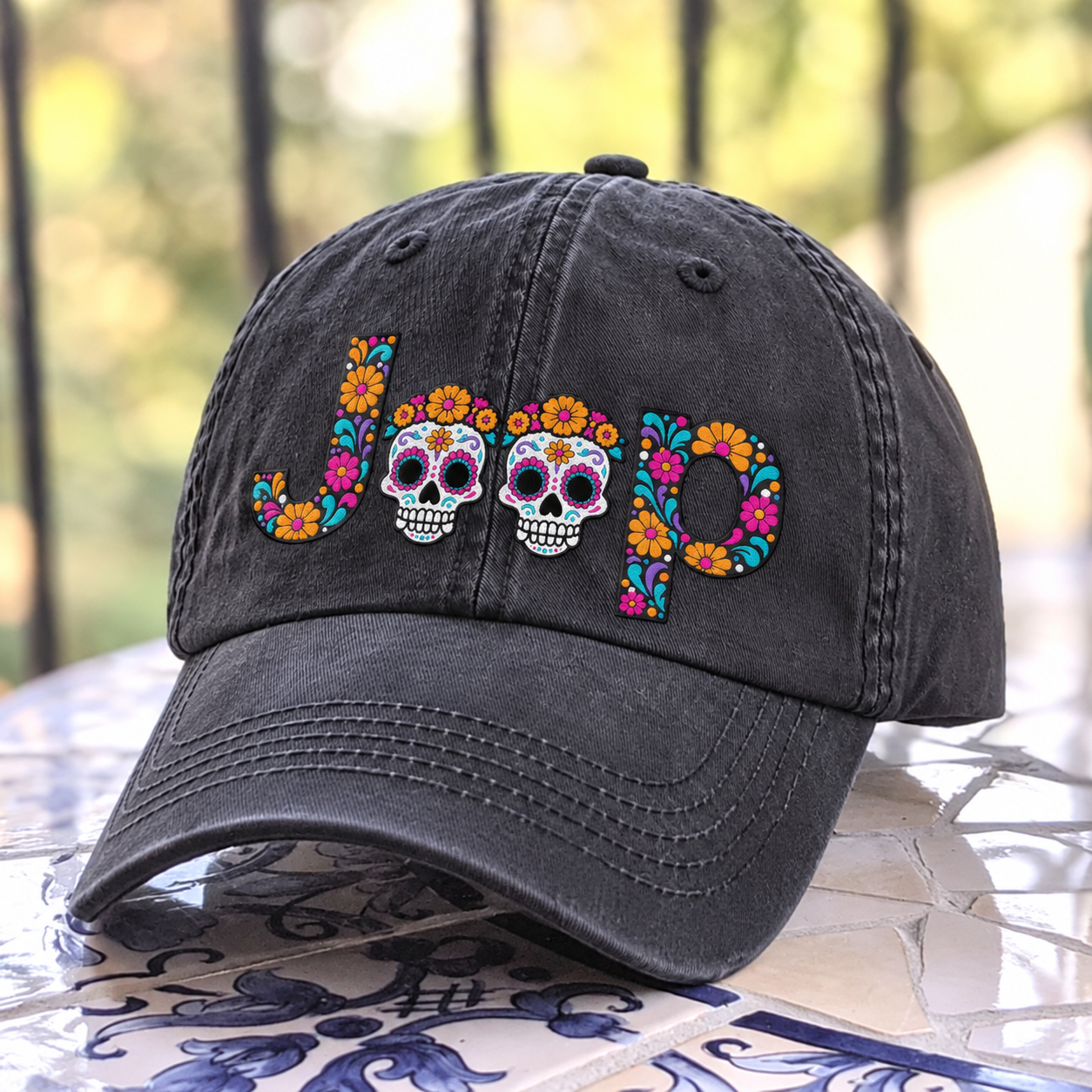 Sugar Skull Dancing on Jps Dia de los Muertos Baseball Cap