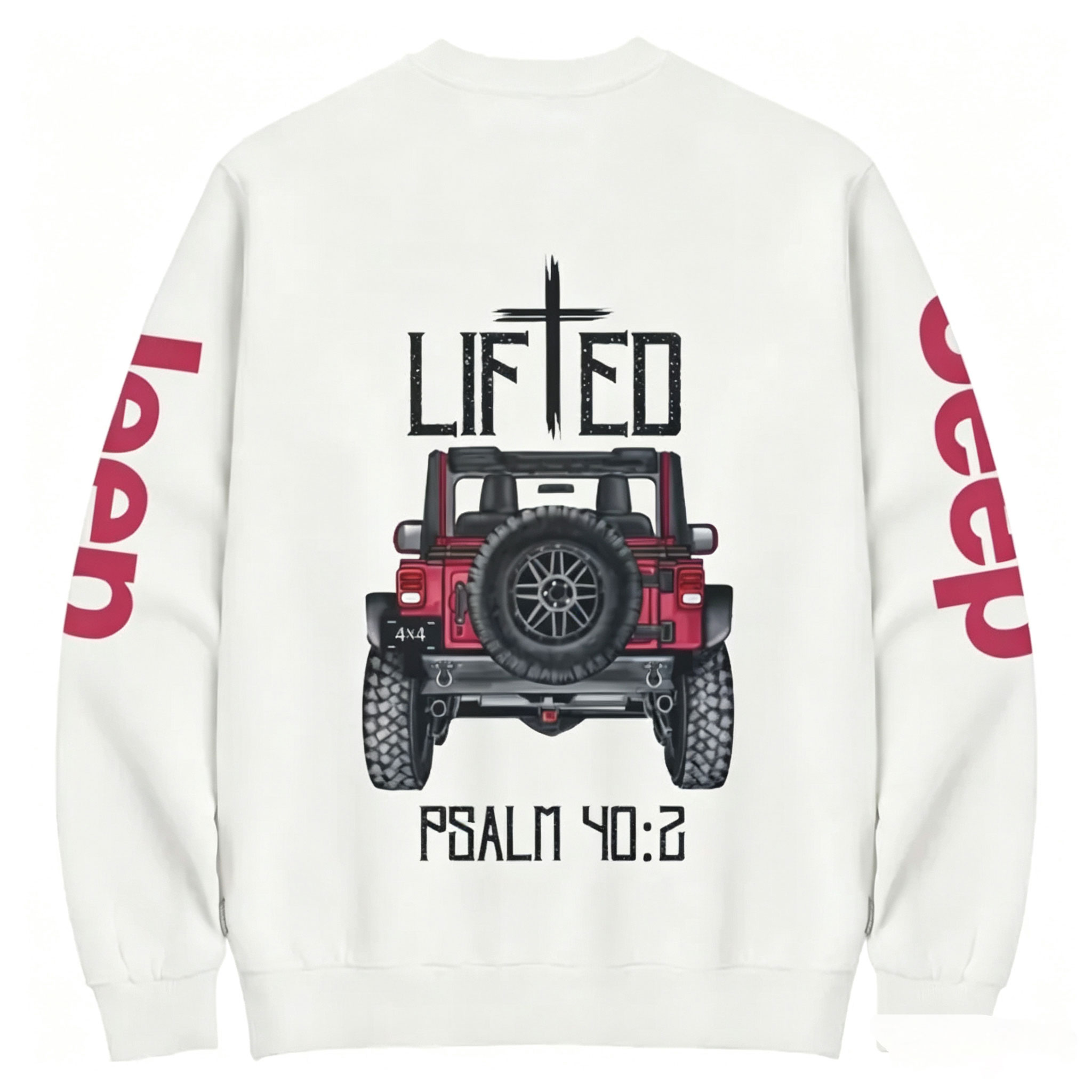 Christian "Lifted" 4x4 Truck Offroad Bible Verse Positive Vibes Jp Offroad Crew Neck Sweatshirt