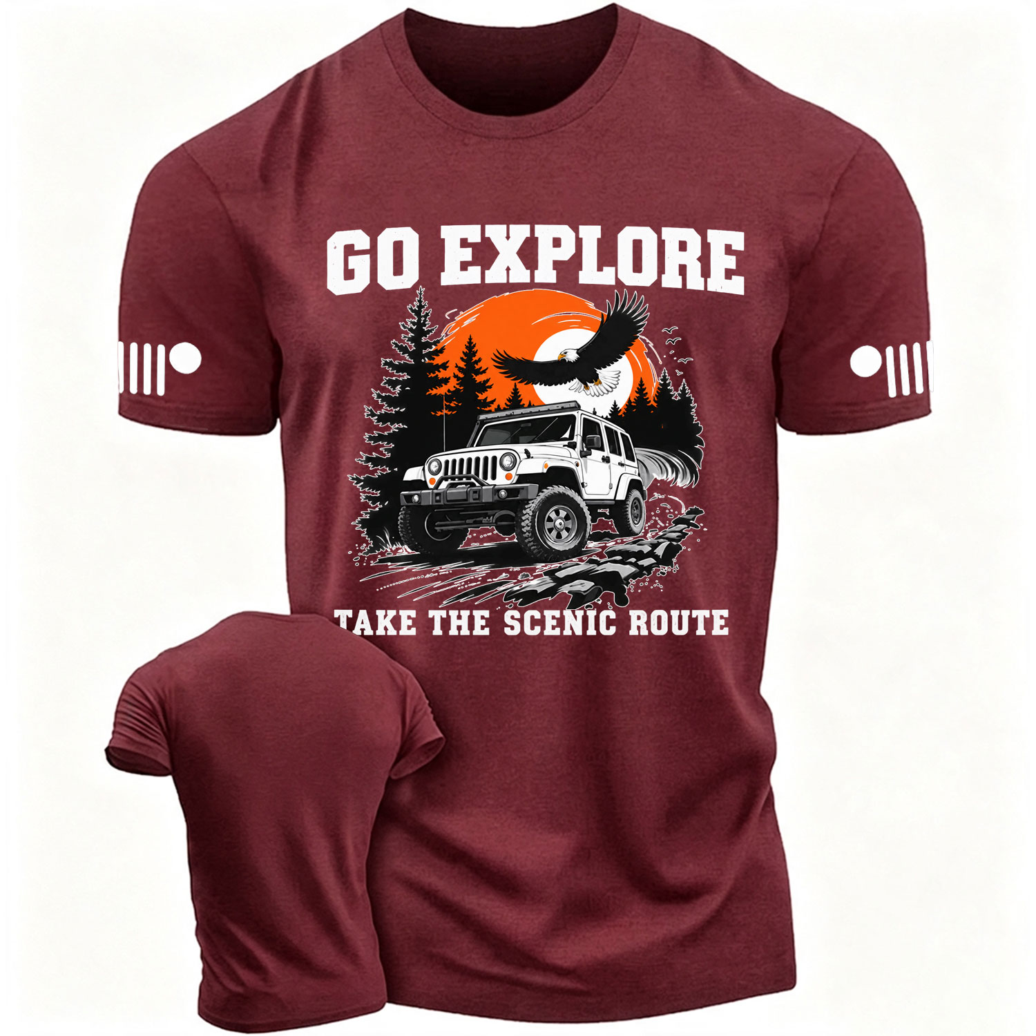 Go Explore Eagle Sunset Off-Road Adventure Cotton T-shirt