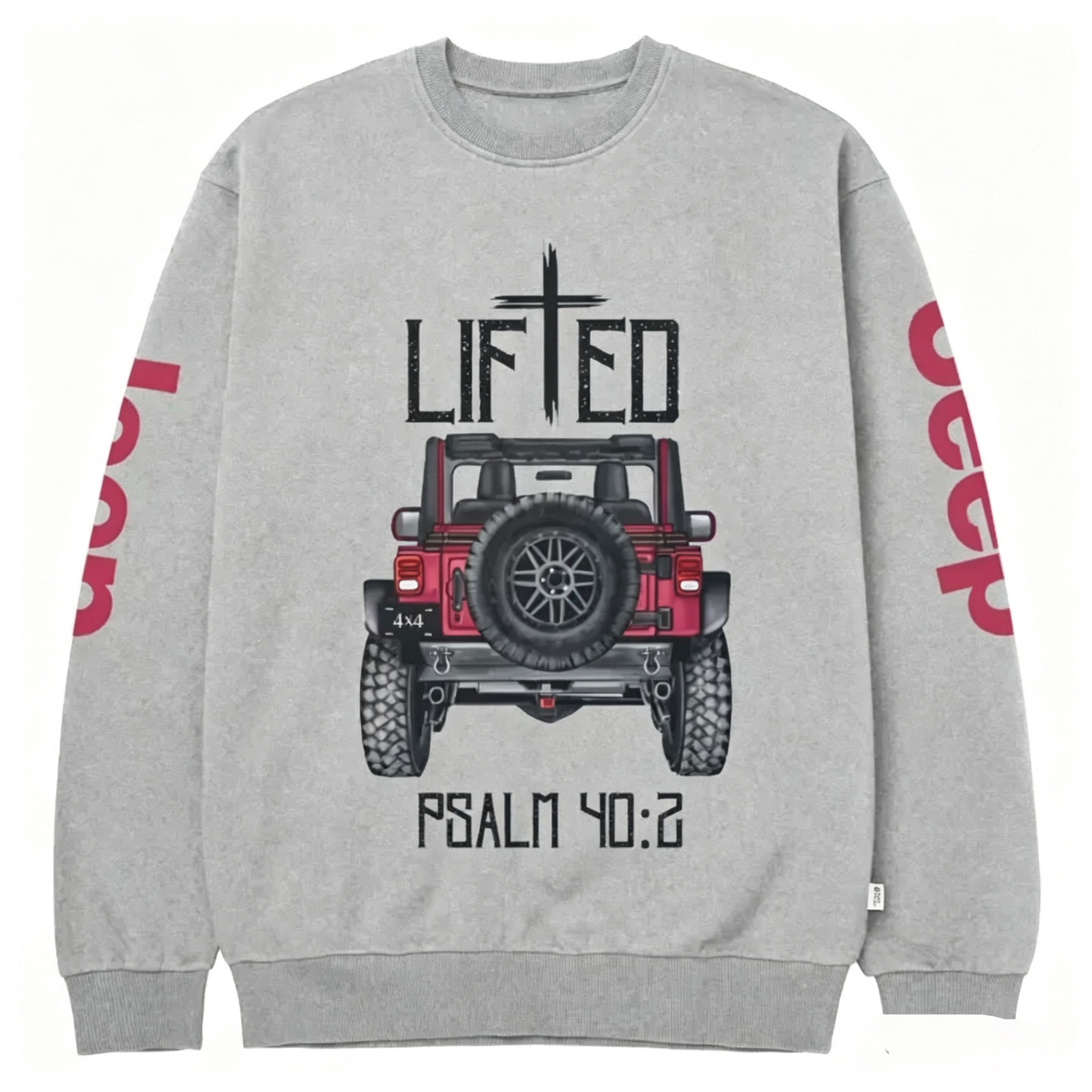 Christian "Lifted" 4x4 Truck Offroad Bible Verse Positive Vibes Jp Offroad Crew Neck Sweatshirt