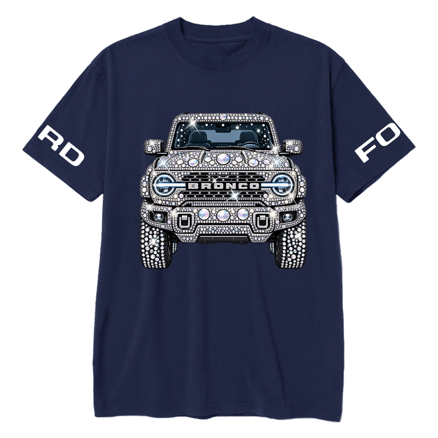 Bling Sparkle Rhinestone Bronco F0rd Cotton T-shirt