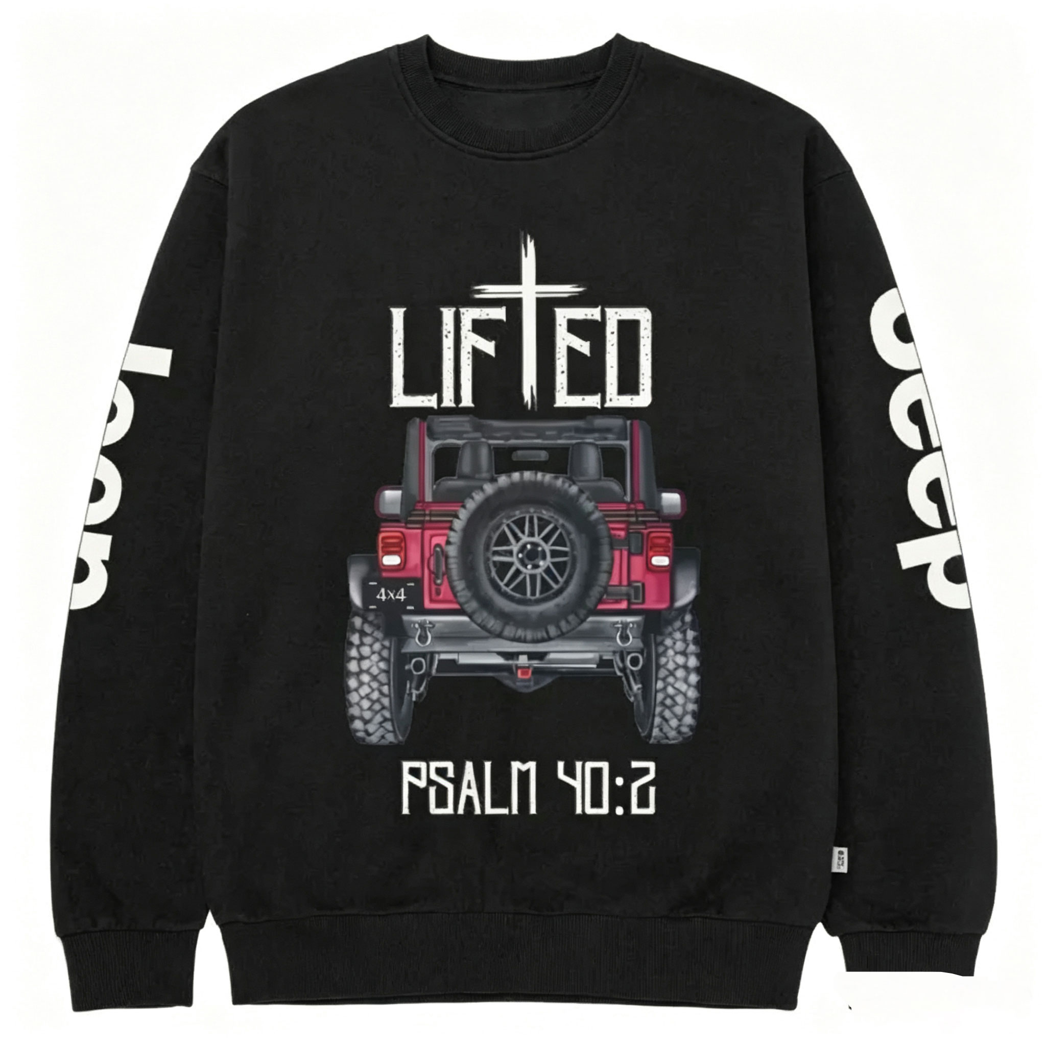 Christian "Lifted" 4x4 Truck Offroad Bible Verse Positive Vibes Jp Offroad Crew Neck Sweatshirt