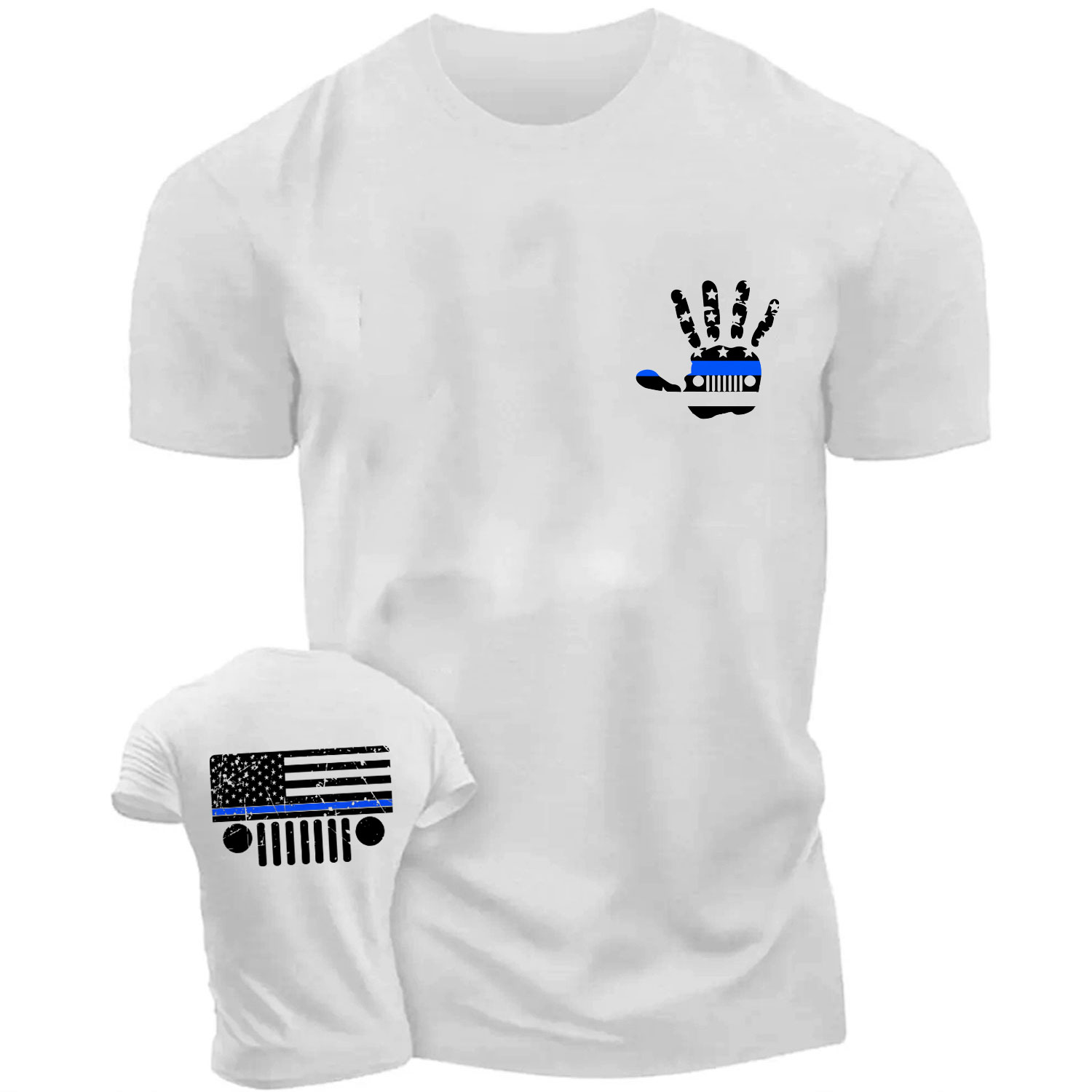 Jeep Police Blue Line Flag Hand Palm Unisex T-shirt
