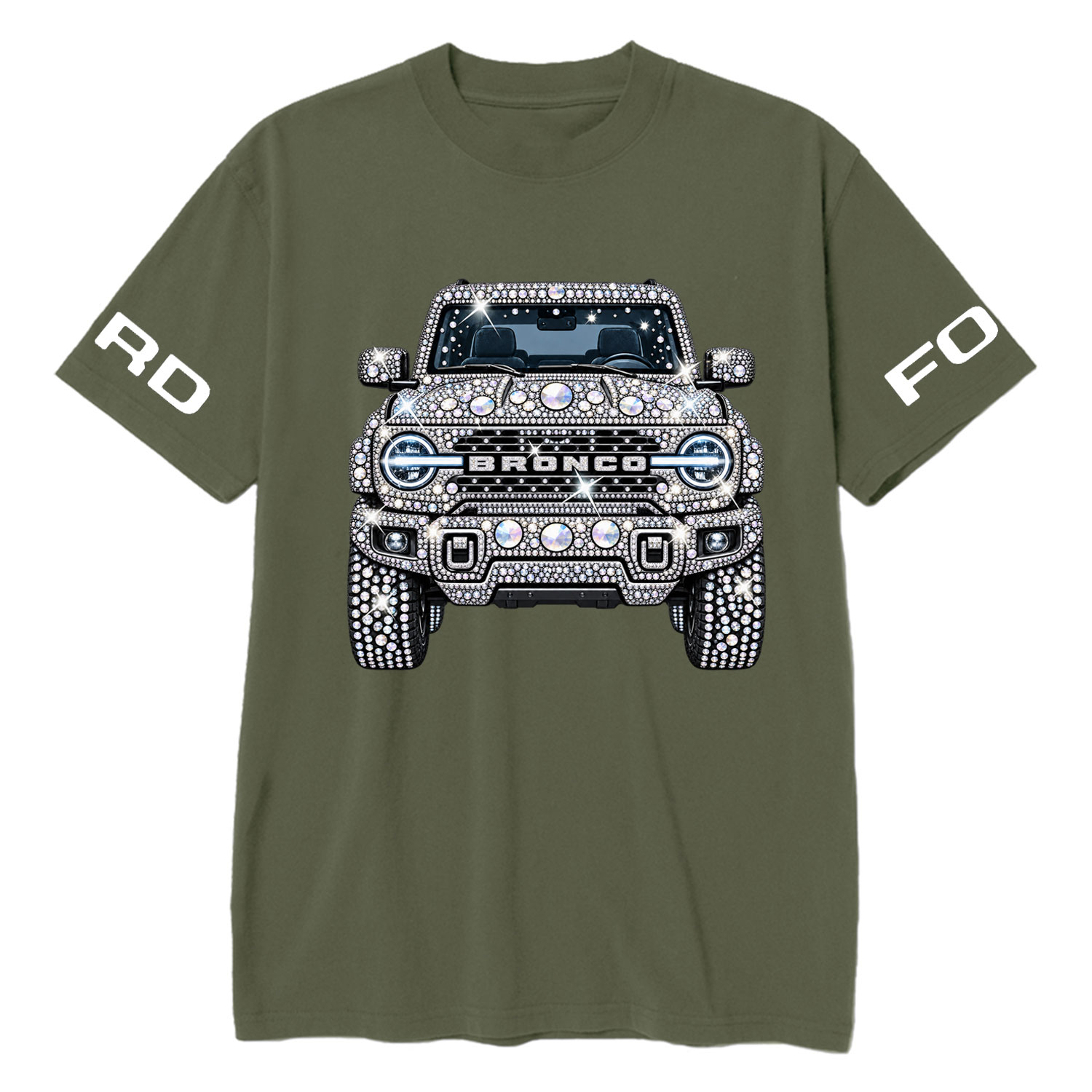 Bling Sparkle Rhinestone Bronco F0rd Cotton T-shirt