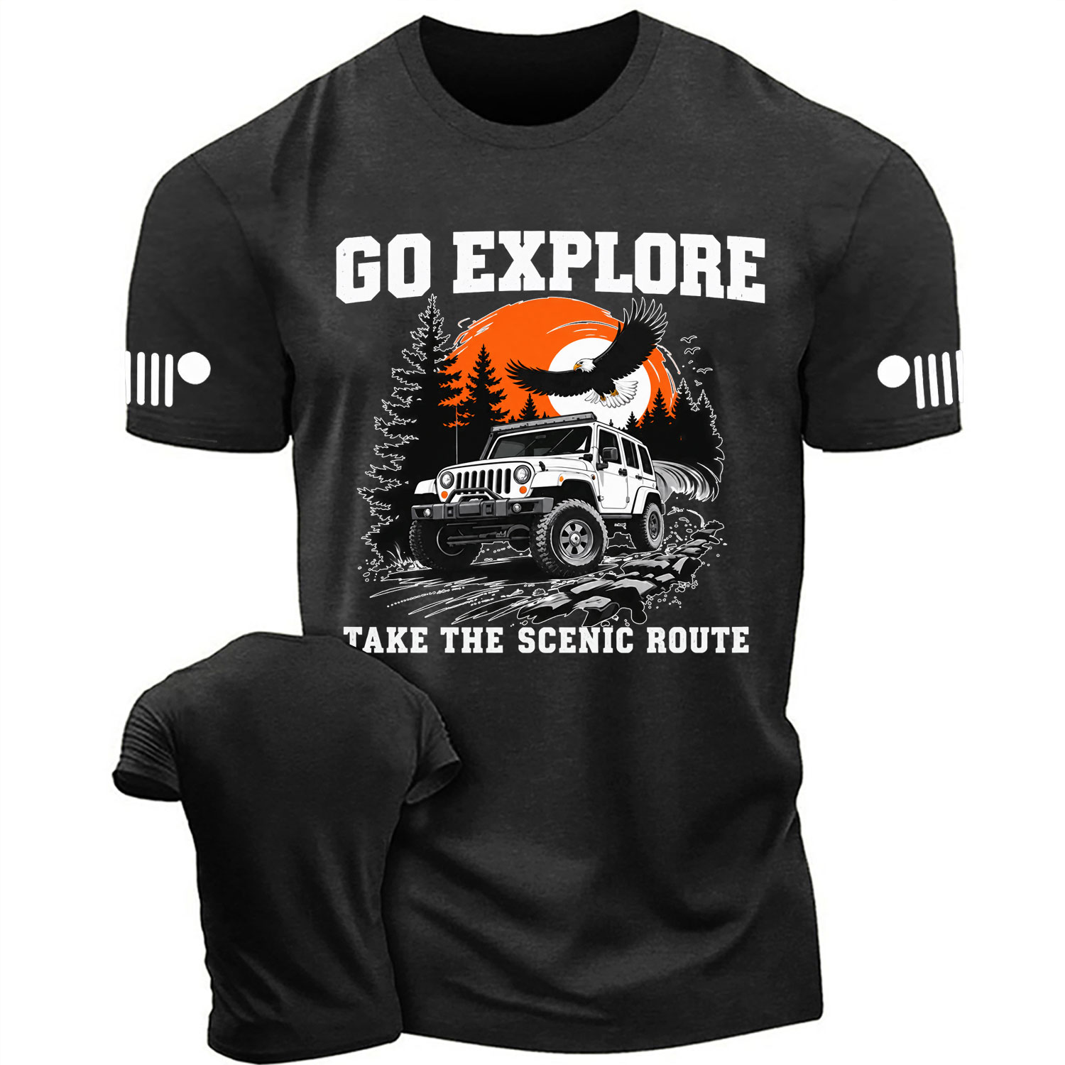 Go Explore Eagle Sunset Off-Road Adventure Cotton T-shirt