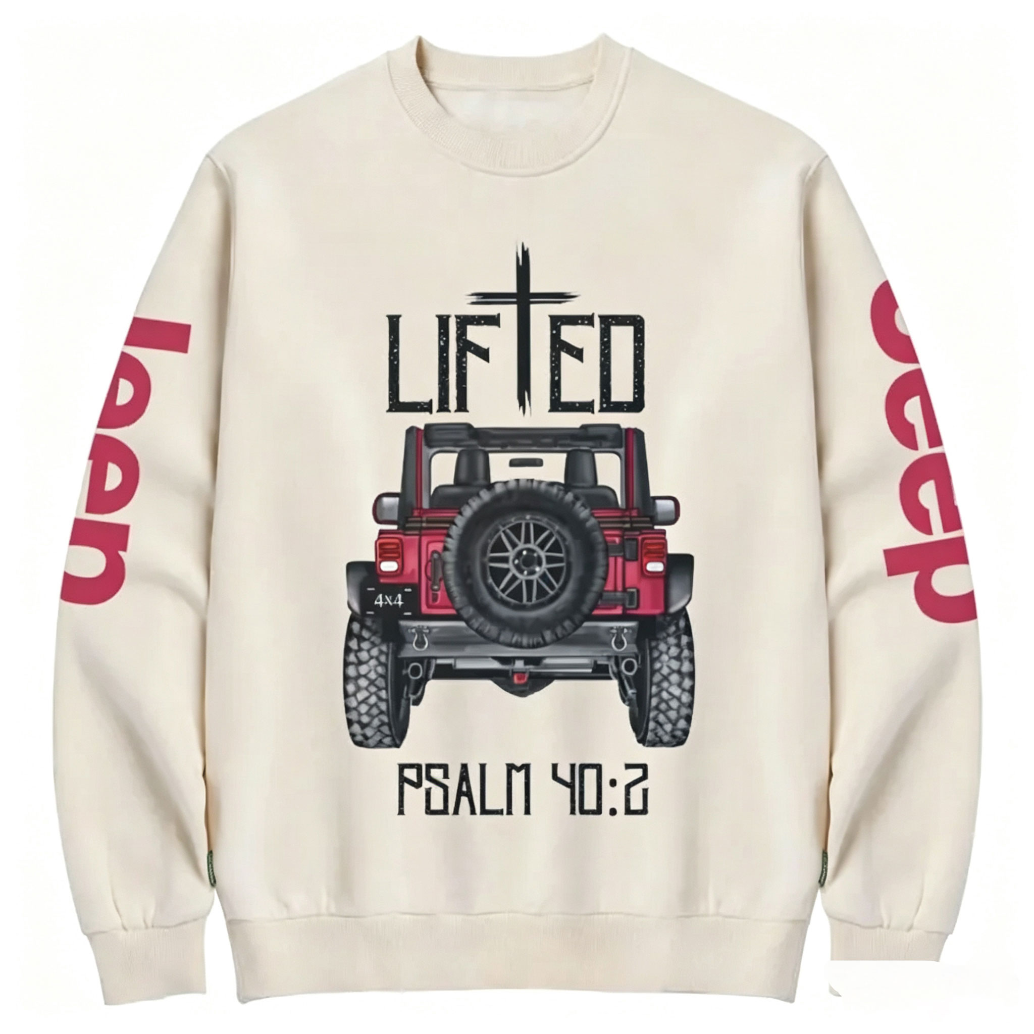 Christian "Lifted" 4x4 Truck Offroad Bible Verse Positive Vibes Jp Offroad Crew Neck Sweatshirt