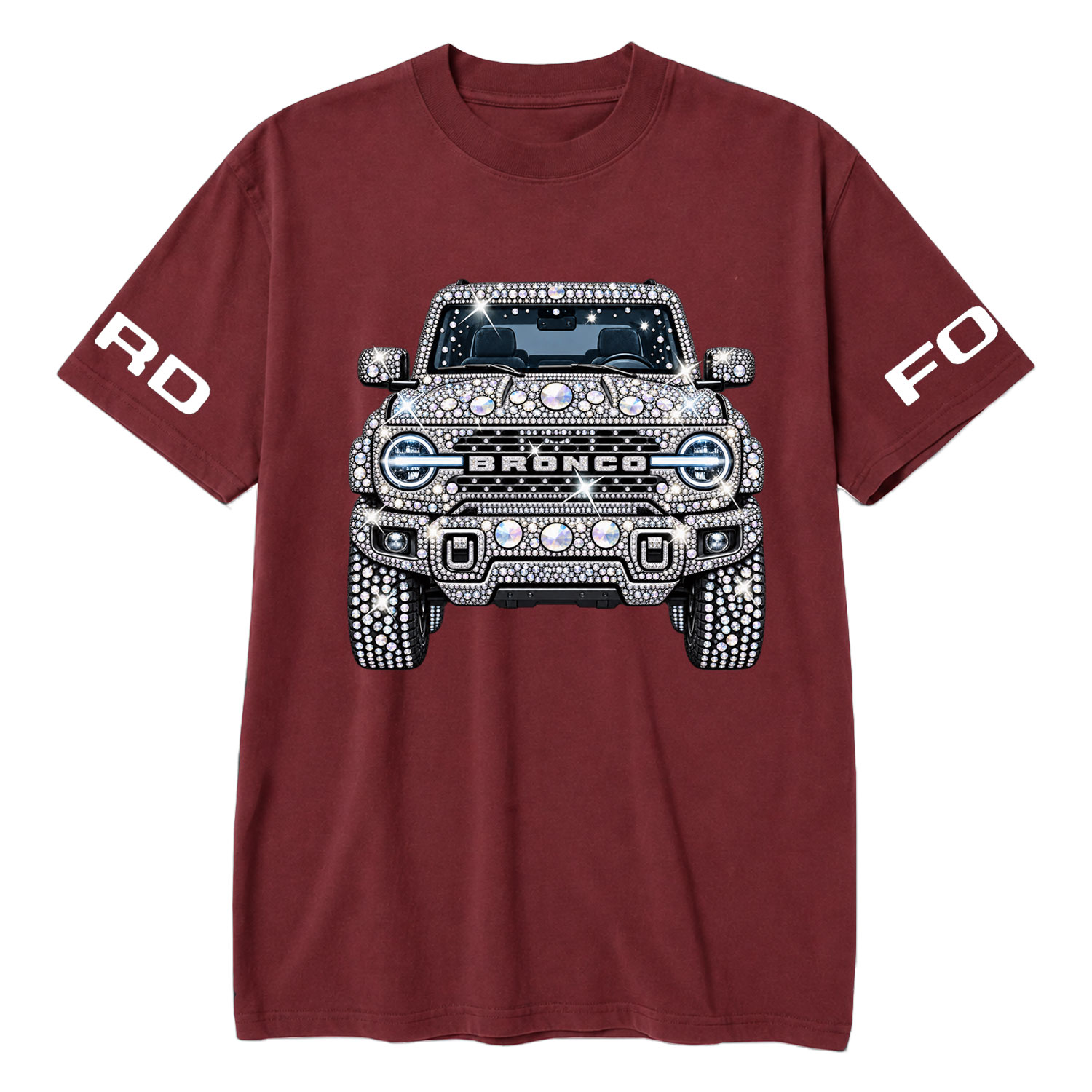 Bling Sparkle Rhinestone Bronco F0rd Cotton T-shirt
