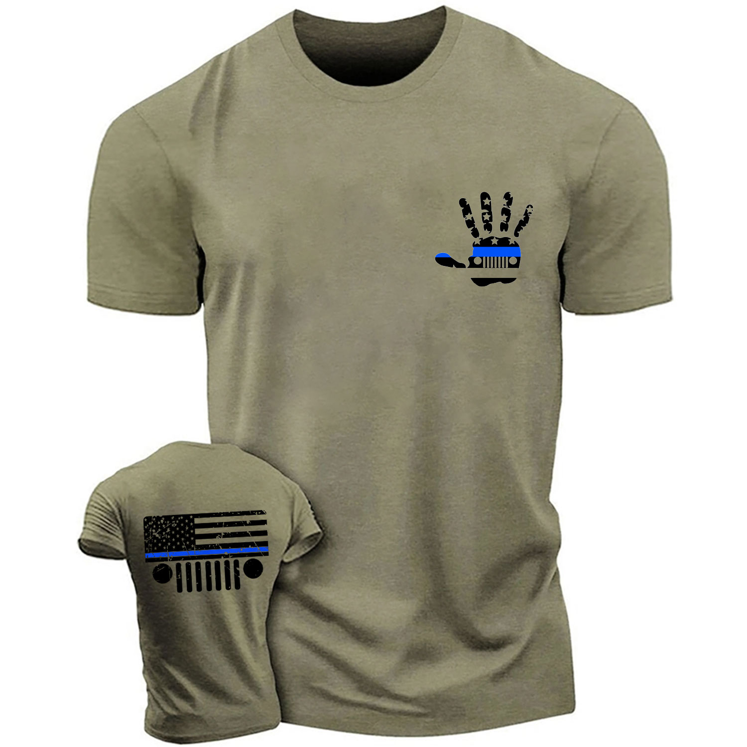 Jeep Police Blue Line Flag Hand Palm Unisex T-shirt