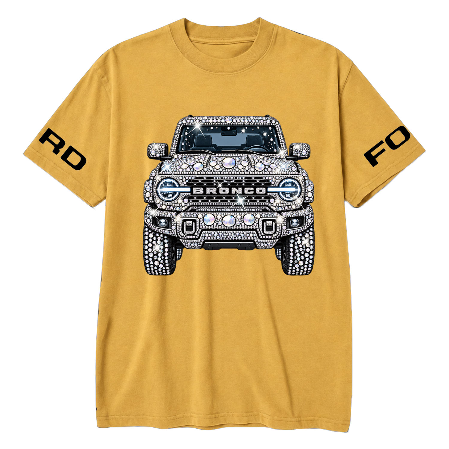 Bling Sparkle Rhinestone Bronco F0rd Cotton T-shirt