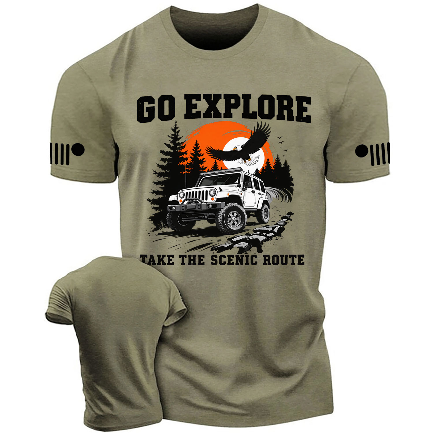 Go Explore Eagle Sunset Off-Road Adventure Cotton T-shirt