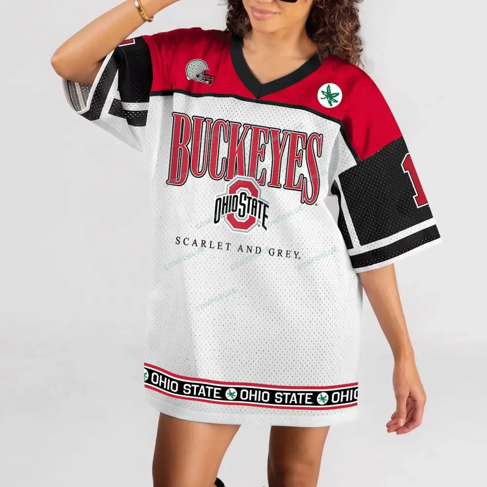 Ohio State Buckeyes Hustle Mode V-Neck Fashion Jersey Dress
