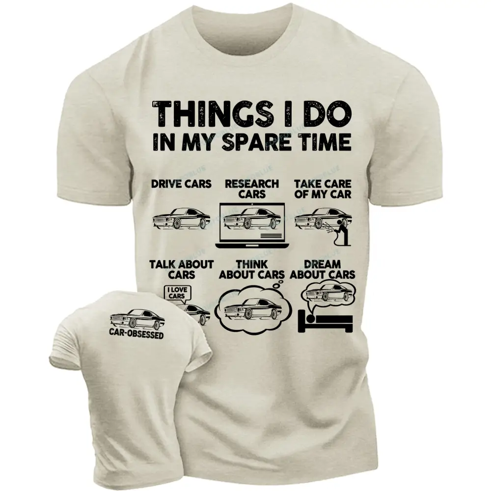 Car-Obsessed Spare Time Funny Cotton T-Shirt
