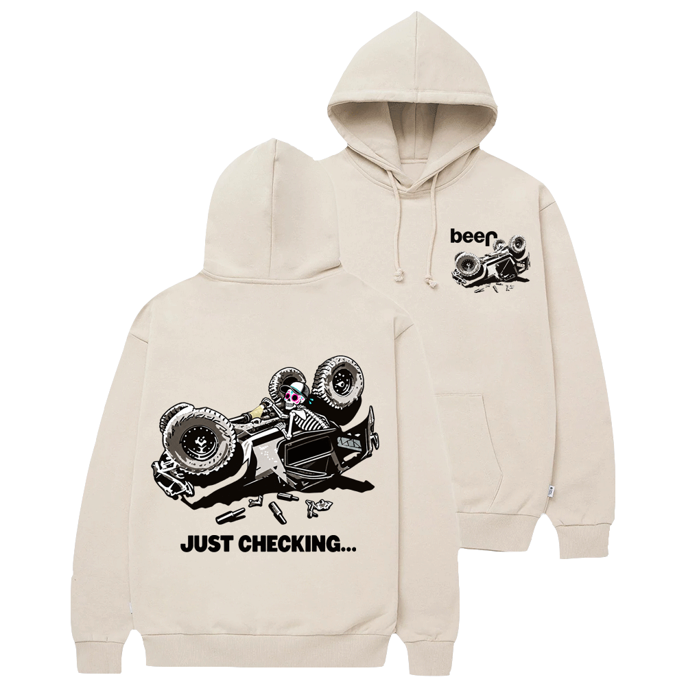 Just Checking Tipsy Sugar Skull Rollover Warning Cotton Hoodie