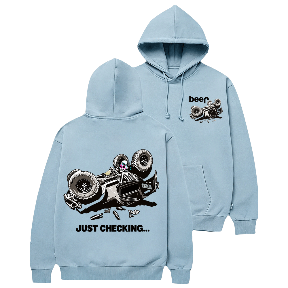 Just Checking Tipsy Sugar Skull Rollover Warning Cotton Hoodie