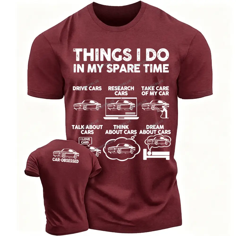 Car-Obsessed Spare Time Funny Cotton T-Shirt