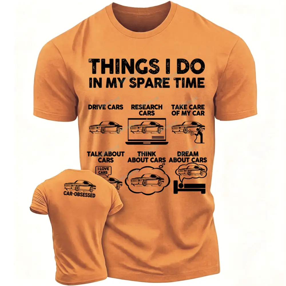 Car-Obsessed Spare Time Funny Cotton T-Shirt