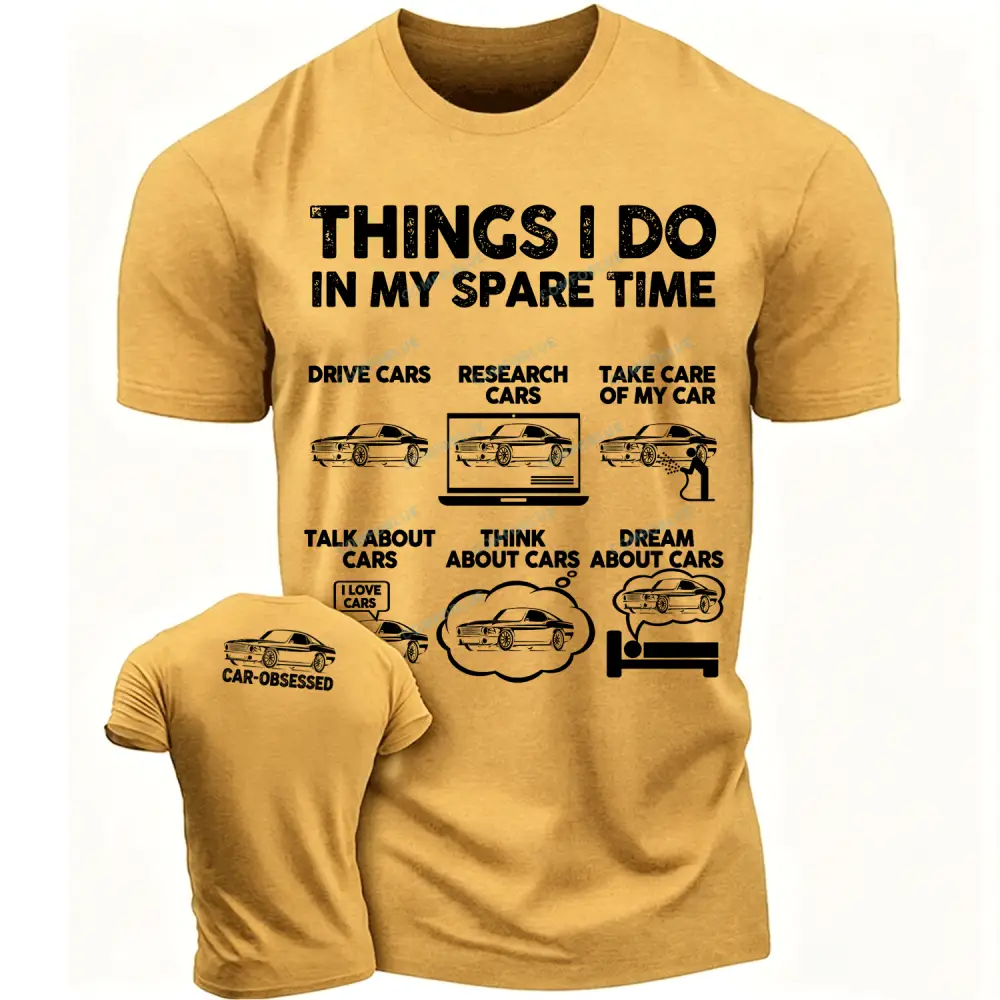 Car-Obsessed Spare Time Funny Cotton T-Shirt