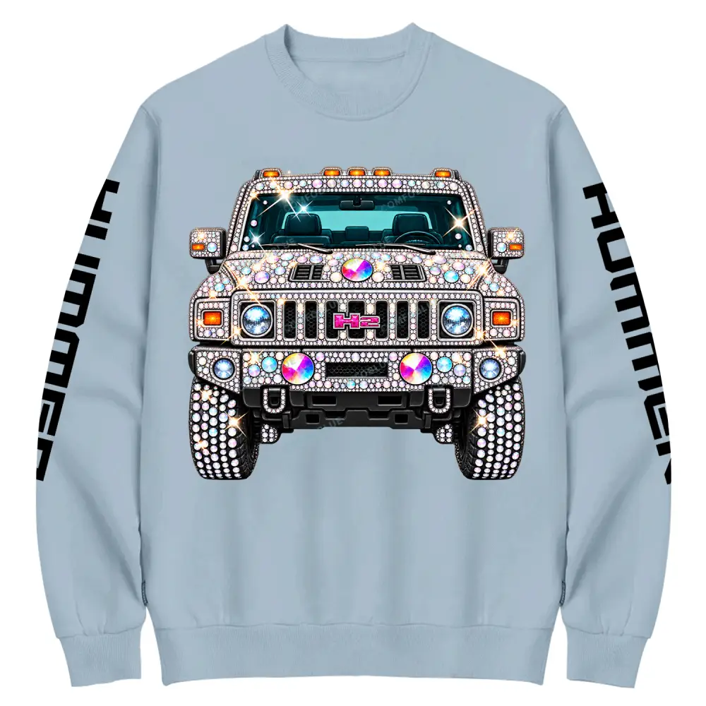 Bling Sparkle Rhinestone Humme H2 Cotton Sweatshirt