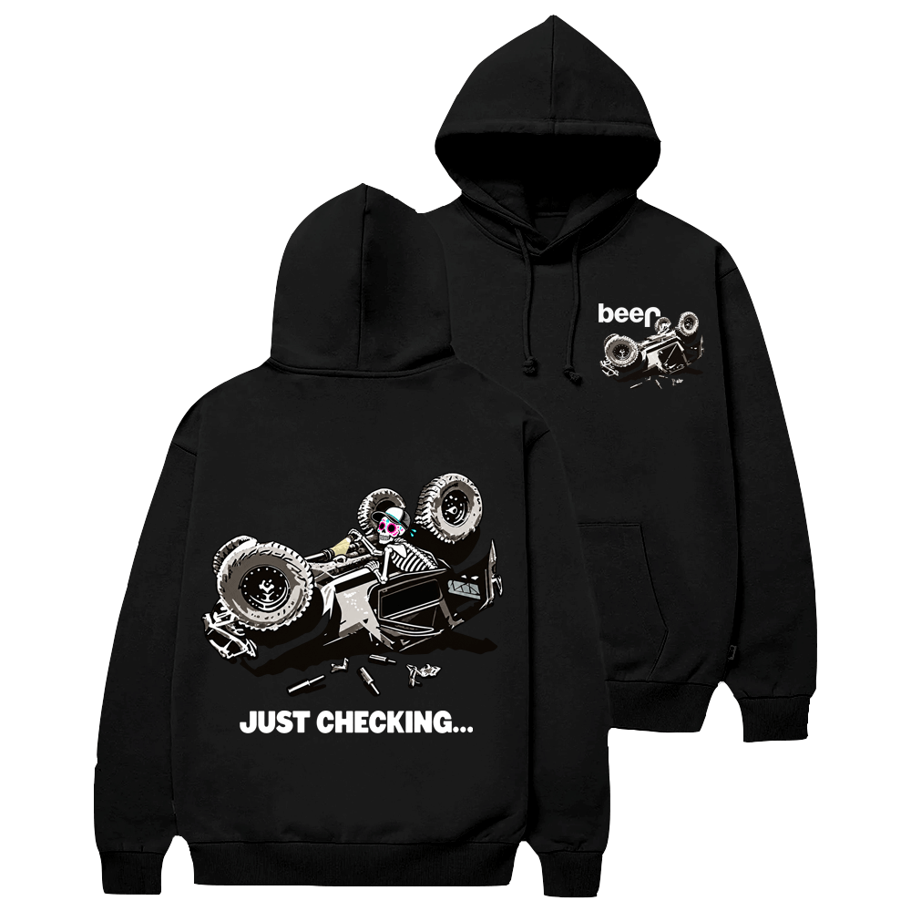 Just Checking Tipsy Sugar Skull Rollover Warning Cotton Hoodie
