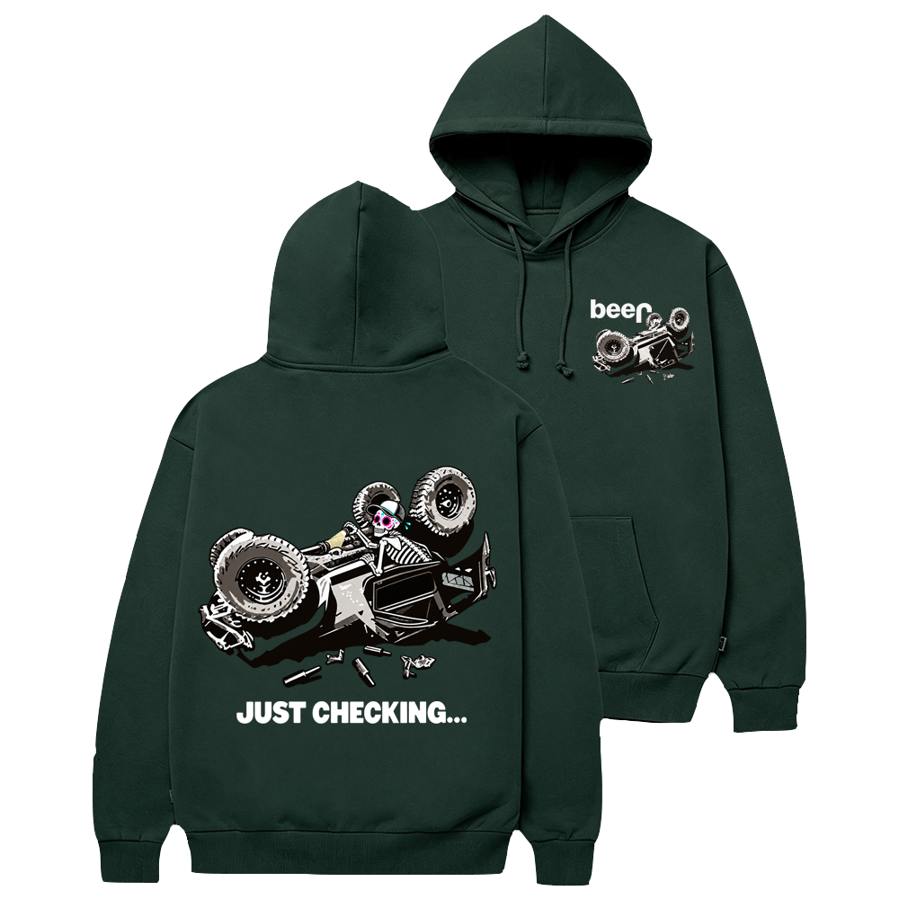 Just Checking Tipsy Sugar Skull Rollover Warning Cotton Hoodie