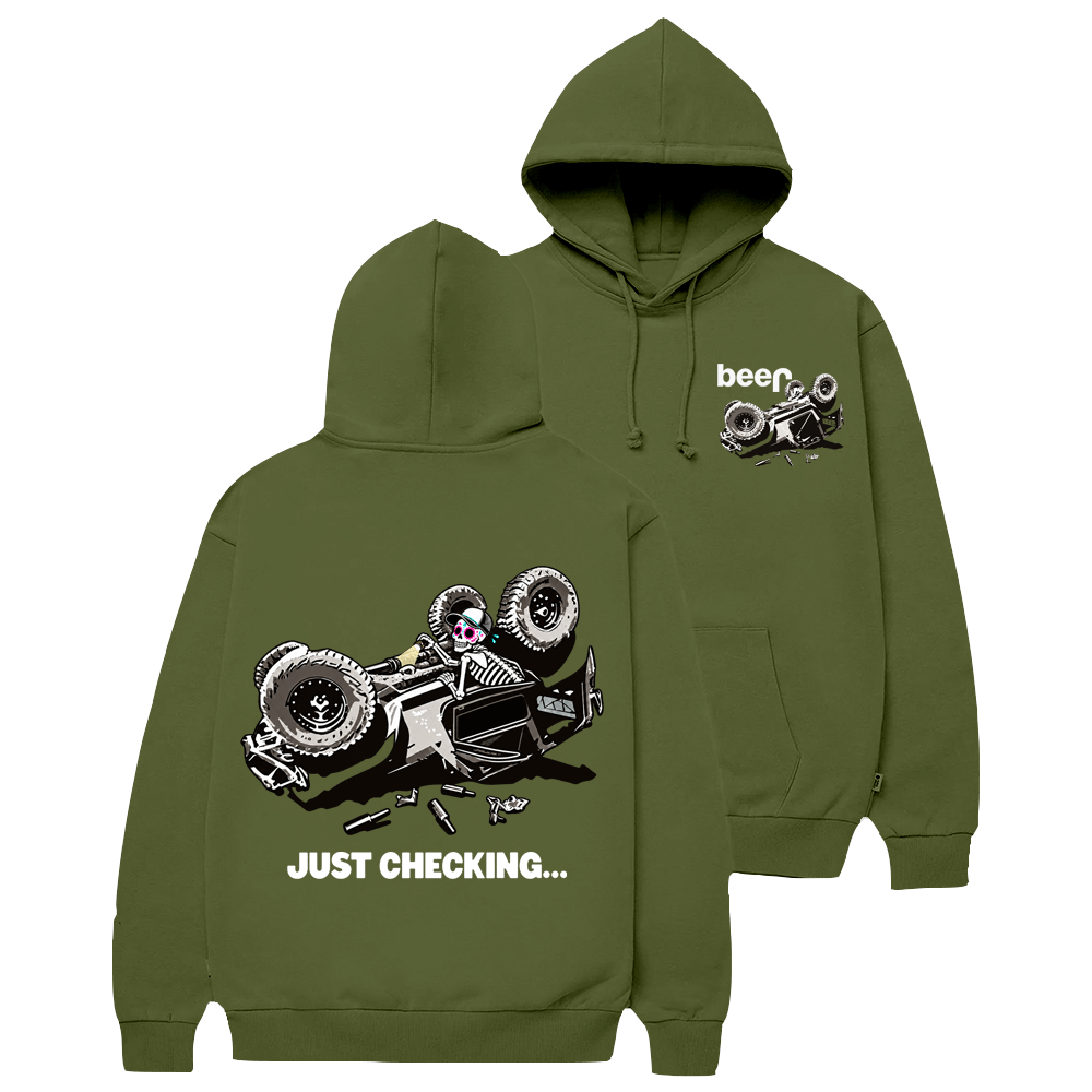 Just Checking Tipsy Sugar Skull Rollover Warning Cotton Hoodie