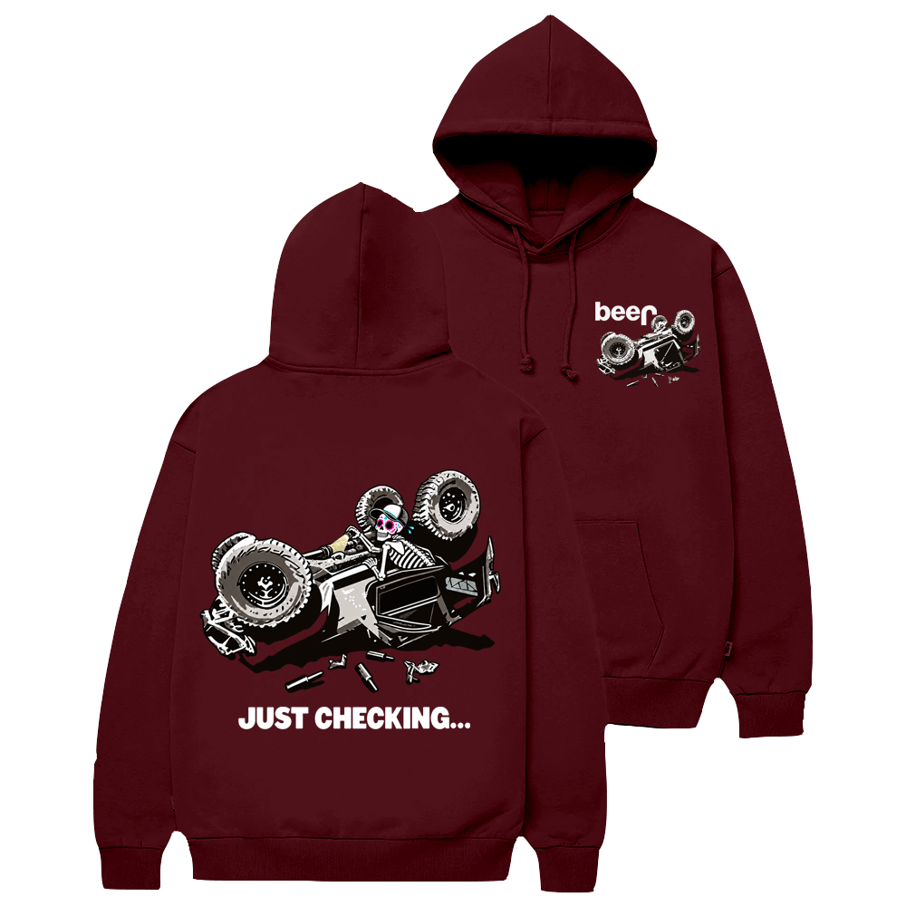 Just Checking Tipsy Sugar Skull Rollover Warning Cotton Hoodie