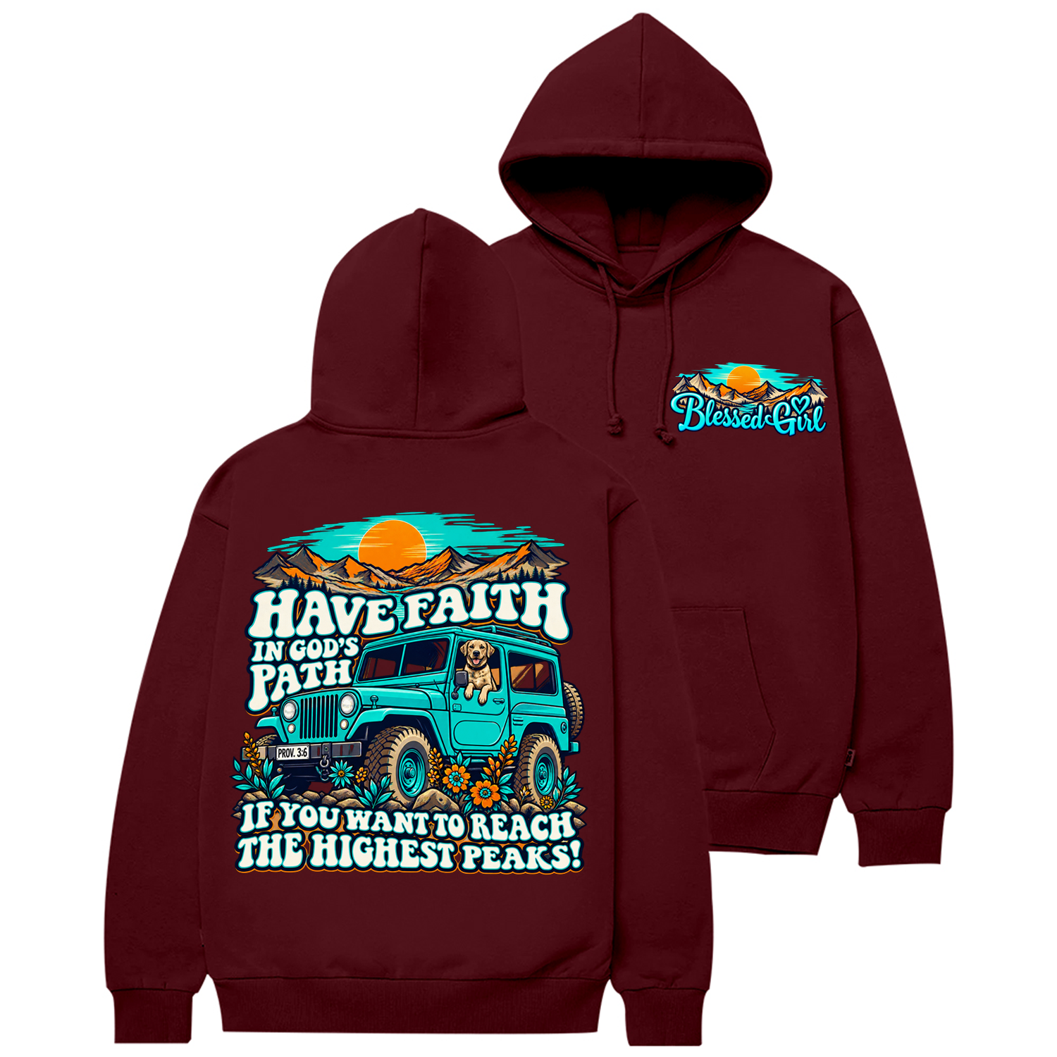 Blessed Girl Have Faith in God's Path Offroad Cotton Hoodie