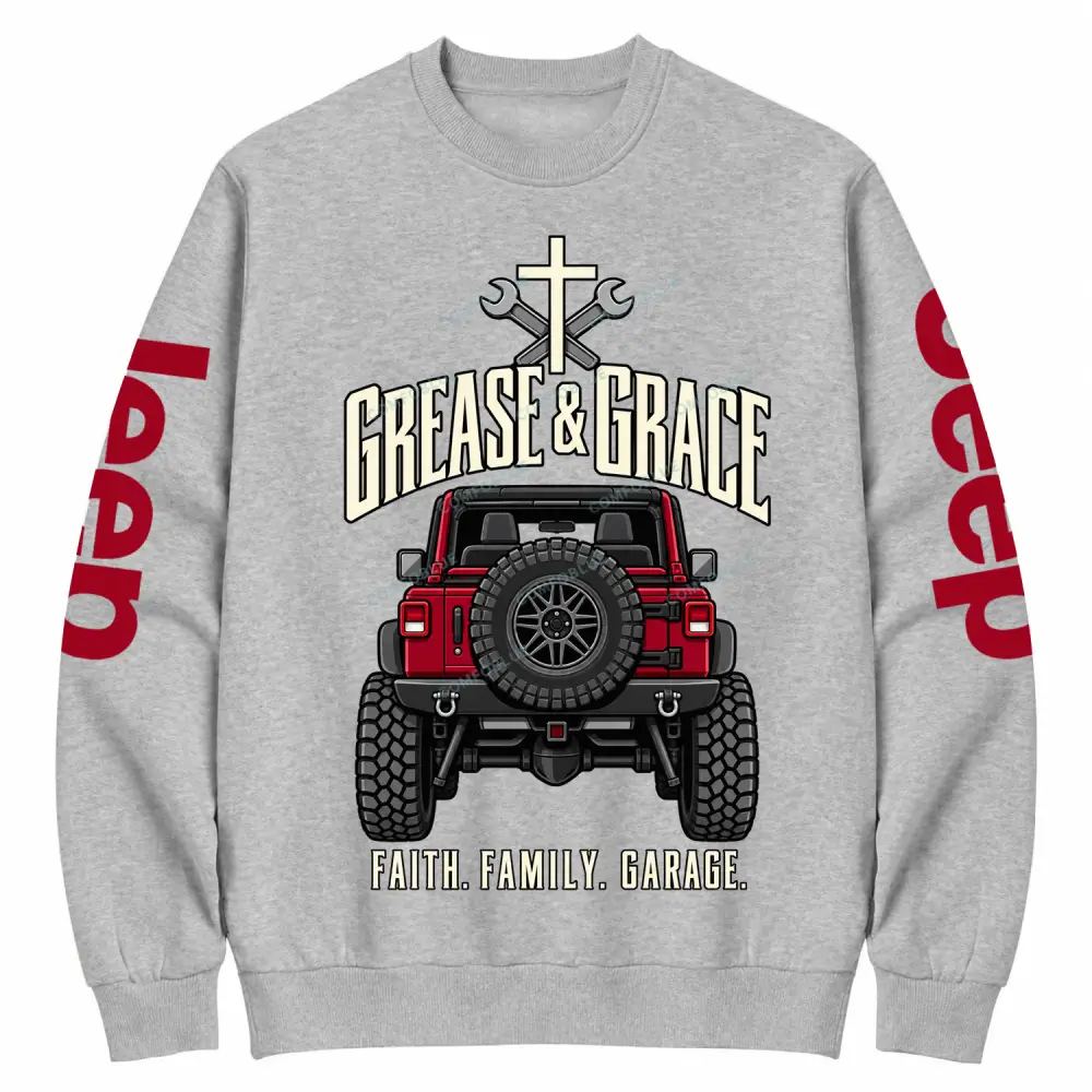 Grease & Grace Faith Family Garage Cotton Sweatshirt