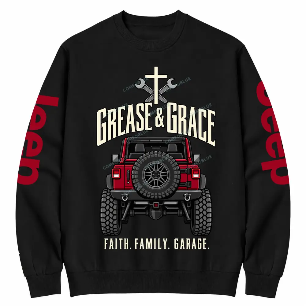 Grease & Grace Faith Family Garage Cotton Sweatshirt