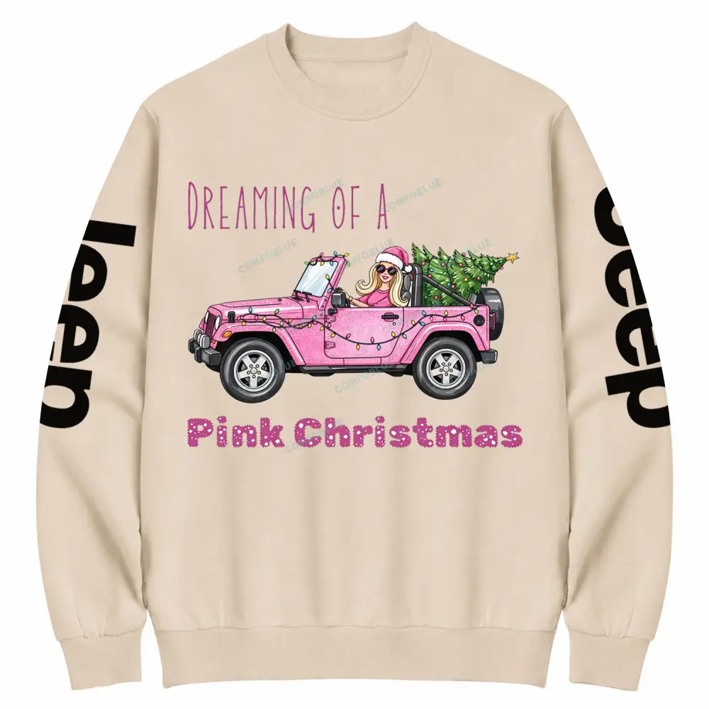 Pink Christmas Beach Jp Clipart Cotton Sweatshirt