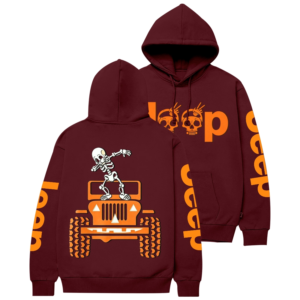 Skeletons Dancing on Jps Halloween Double Printed Casual Hoodie