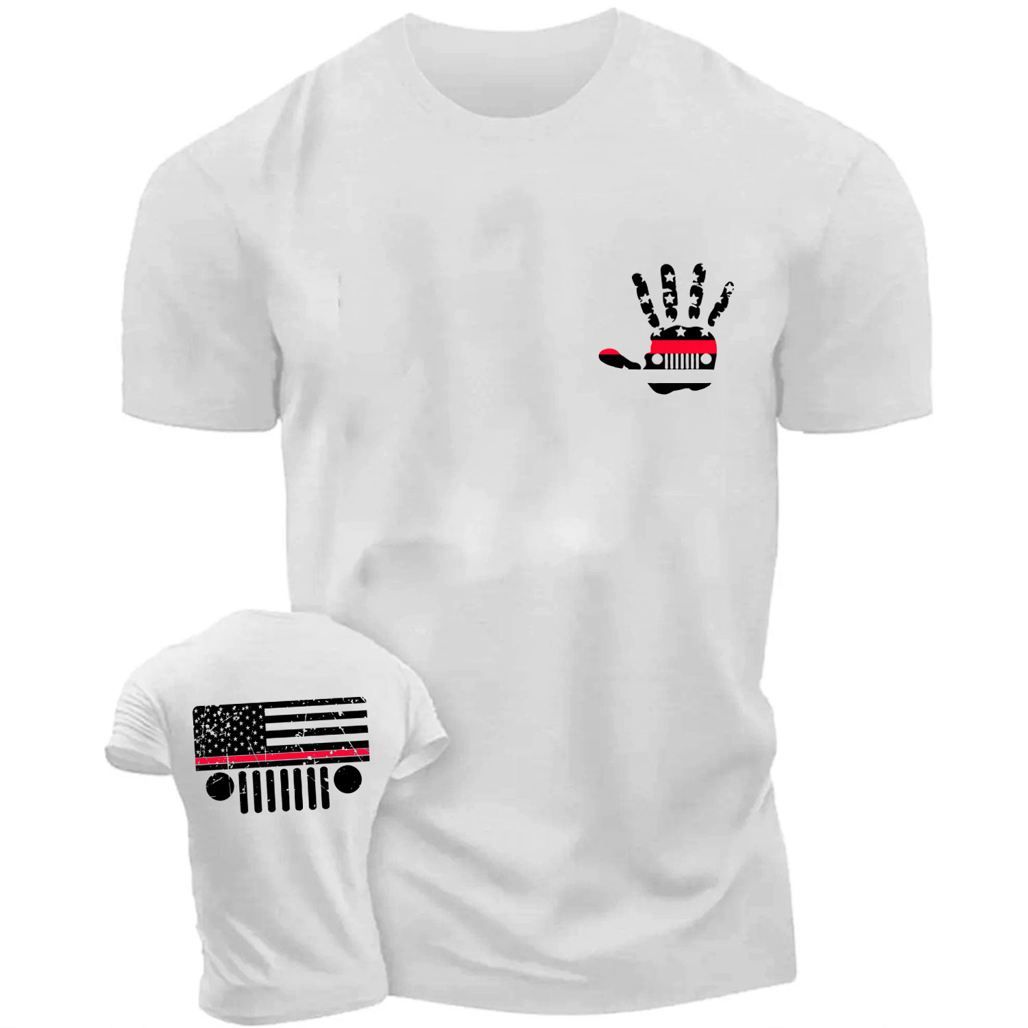 Jeep Firefighter Red Line Flag Hand Palm Unisex T-shirt