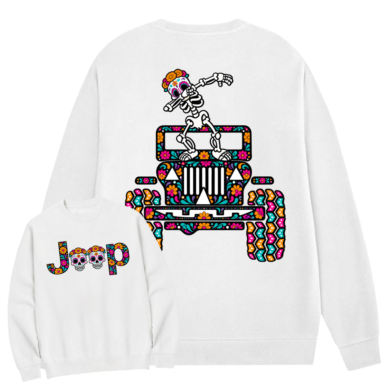 Sugar Skull Dancing on Jps Dia de los Muertos Cotton Sweatshirt